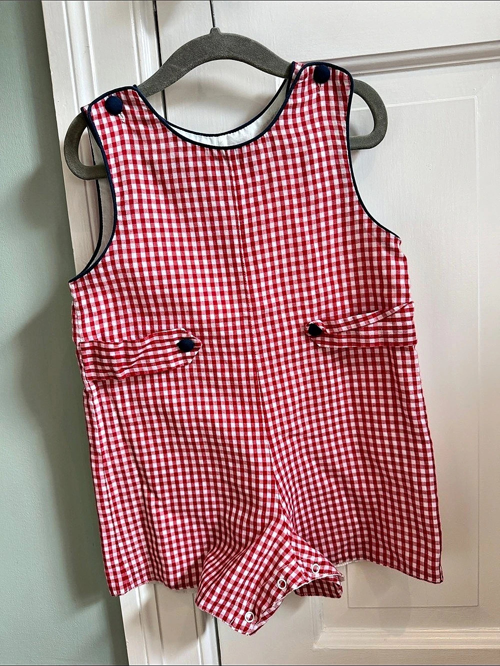 The Proper Peony Gingham Romper Red & White